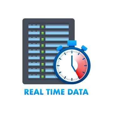 Real time data icon. Big data, database collection. Vector stock illustration. Illustrazione stock