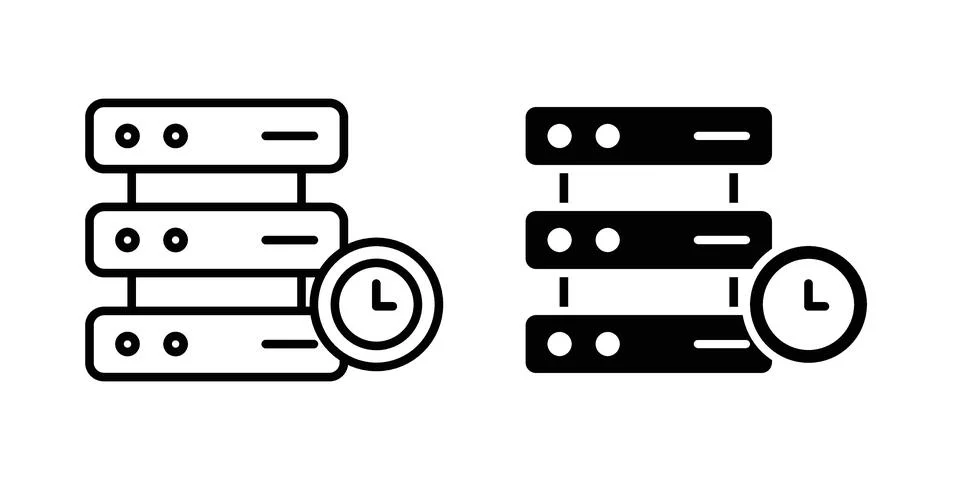 Real time data icon linear versions pack on white background Stock Illustration