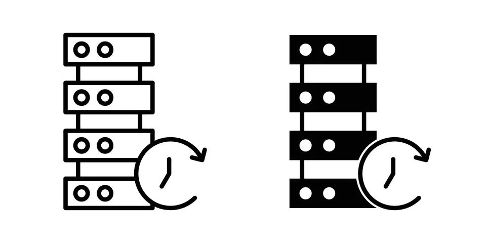 Real time data icon set modern line and solid style collection. イラスト素材