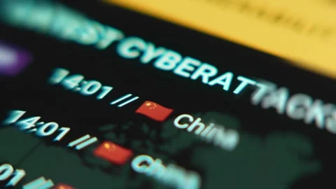 Real-time data list of source countries of cyber attacks, macro view Stock Footage 279727421