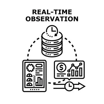 Real time data observation and analytics concept Stock Illustration