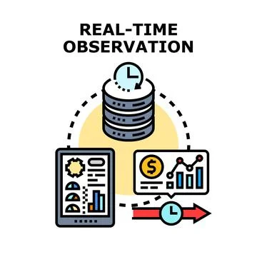 Real time data observation and analytics concept Stock Illustration