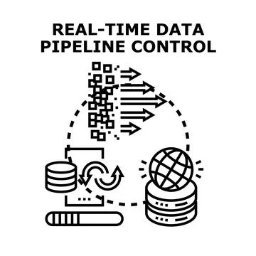Real time data pipeline control with global monitoring Stock Illustration