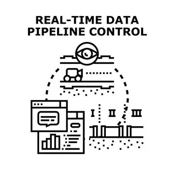 Real time data pipeline control monitoring process Stock Illustration