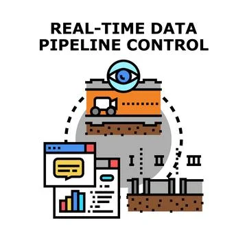 Real time data pipeline control monitoring process Stock Illustration