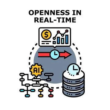 Real time data processing and information analysis concept Stock Illustration