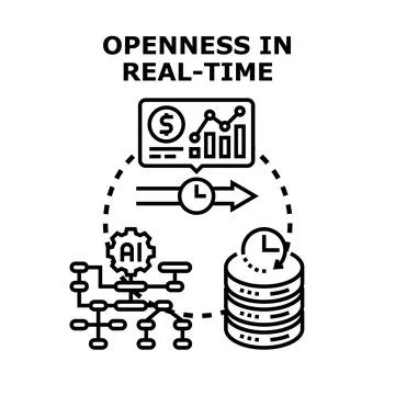 Real time data processing and information analysis concept Stock Illustration