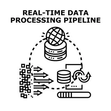 Real time data processing pipeline concept vector Stock Illustration
