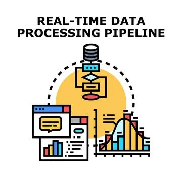 Real time data processing pipeline analysis illustrating business strategy イラスト素材