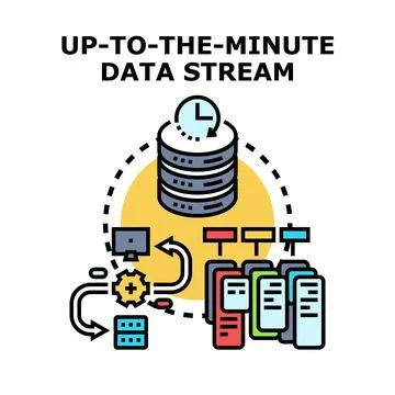 Real time data stream processing and analytics concept Stock Illustration