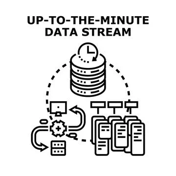 Real time data stream processing and analytics concept Stockillustratie