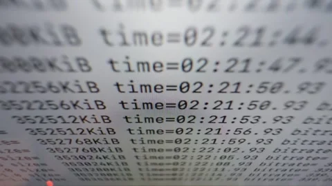 Real Time Data Stream Running on Computer Terminal Close Up Stock Footage 345512796
