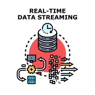 Real time data streaming concept with constant processing Illustrazione stock