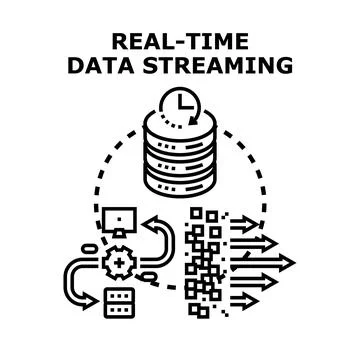 Real time data streaming concept with constant processing Illustrazione stock