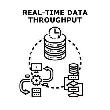 Real time data throughput concept with processing flow Stock Illustration