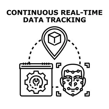 Real time data tracking concept continuously monitoring location Stock Illustration