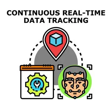 Real time data tracking concept continuously monitoring location Stock Illustration
