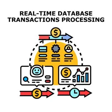 Real time database transactions processing system 스톡 일러스트