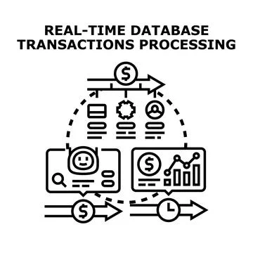 Real time database transactions processing system Stock Illustration