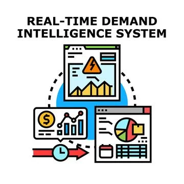 Real time demand intelligence system analyzing market data Stock Illustration