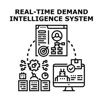 Real time demand intelligence system analyzing market data Stock Illustration