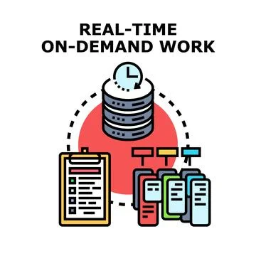 Real time on demand work task management concept Illustrazione stock