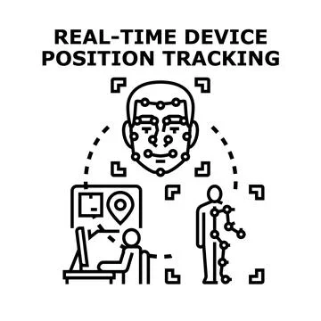 Real time device position tracking system concept Stock Illustration