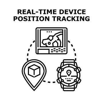 Real time device position tracking navigation concept 스톡 일러스트