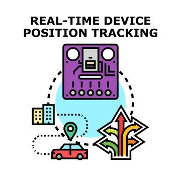 Real time device position tracking technology concept Stock Illustration