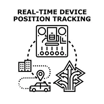 Real time device position tracking technology concept Stock Illustration