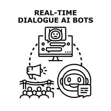 Real time dialogue ai bots interacting with users Stock Illustration