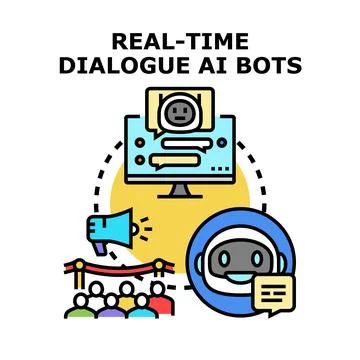 Real time dialogue ai bots interacting with users Stock Illustration