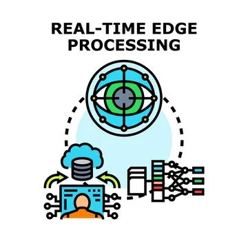 Real time edge processing computing data analytics Illustrazione stock