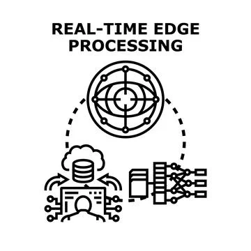 Real time edge processing computing data analytics Stock Illustration