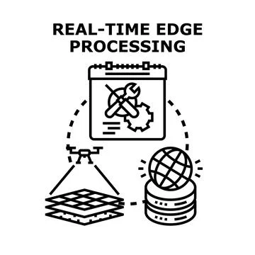 Real time edge processing concept with drone technology Stock Illustration