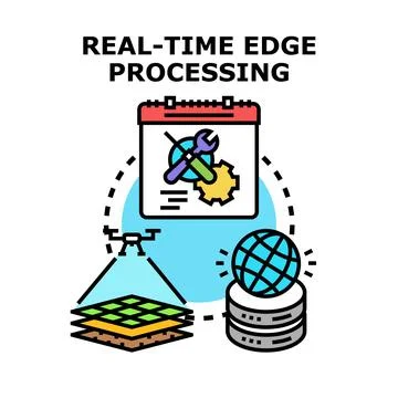 Real time edge processing concept with drone technology Stock Illustration
