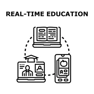Real time education concept using digital devices Illustrazione stock