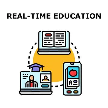 Real time education concept using digital devices Stock Illustration
