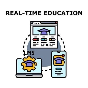 Real time education system connecting online learning platforms Stock Illustration