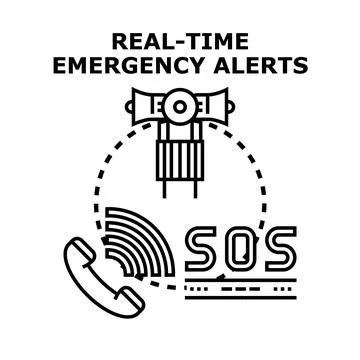 Real time emergency alerts system notifying people Illustrazione stock