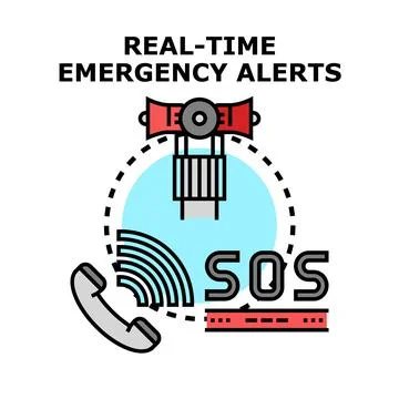 Real time emergency alerts system notifying people Stock Illustration