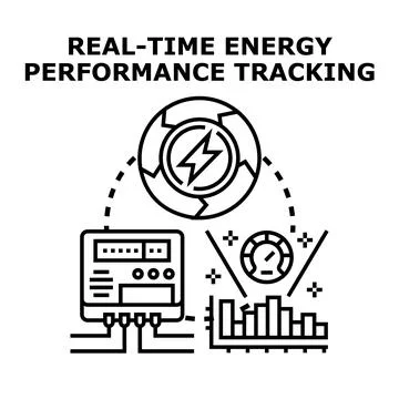 Real time energy performance tracking system monitoring consumption Stock Illustration
