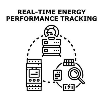 Real time energy performance tracking smart system Stock Illustration