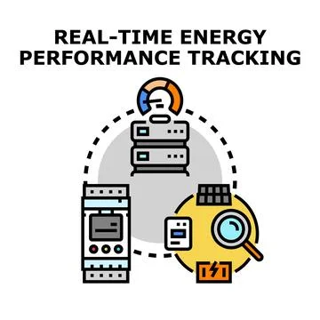 Real time energy performance tracking smart system Stock Illustration
