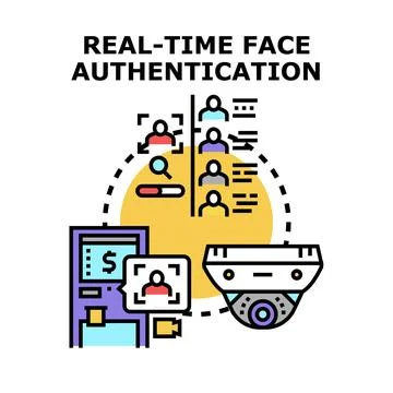 Real time face authentication biometric identity verification security Stock Illustration