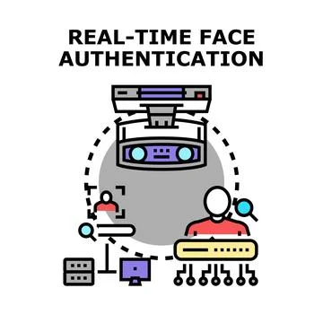 Real time face authentication biometric security system Stock Illustration