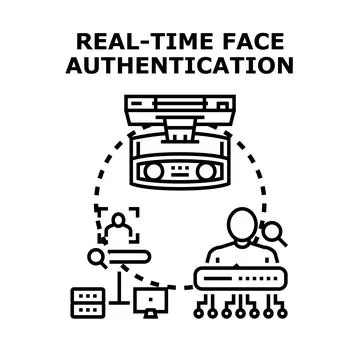 Real time face authentication biometric security system Stock Illustration