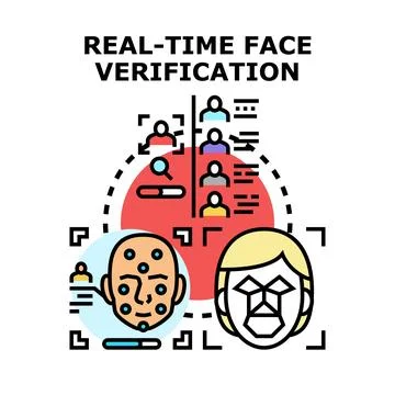 Real time face verification system and identification technology Stock Illustration