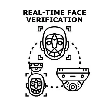 Real time face verification system detecting identity Stock Illustration