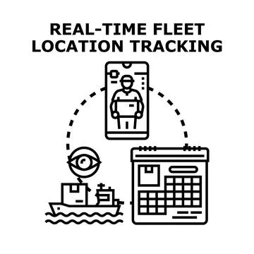 Real time fleet location tracking logistics platform Stock Illustration